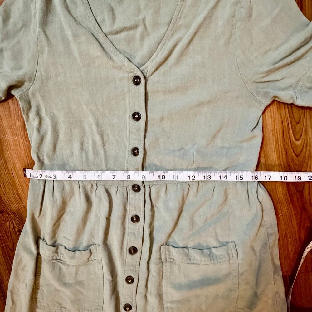 Sage Green Button Front Cottagecore Prarie Midi Dress - Small - Picture 9 of 9